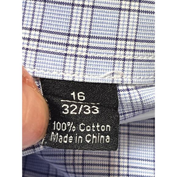 Lot of 2 David Donahue Men's 16 Purple/Blue Button Up Long Sleeve Dress Shirt - Picture 4 of 10